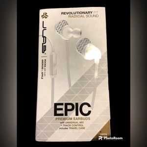 JLAB Epic Premium Earbuds with universal mic and track control, Android or Apple